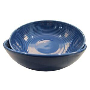 Gordon Ramsay Royal Doulton Denim Maze Bowls A Pair Embossed Rings 2013 GUC